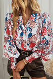 Lutaotie Bohemian Floral Buttons Shirt Collar Tops