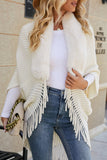 lutaotie Elegant Solid Tassel Turndown Collar Outerwear