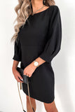 Lutaotie Elegant Solid With Bow Zipper O Neck Pencil Skirt Dresses