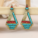 Lutaotie Bohemian Geometric Patchwork Earrings