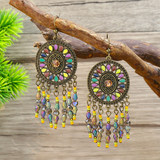 Lutaotie Bohemian Geometric Patchwork Earrings