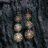 Lutaotie Vintage Geometric Patchwork Earrings