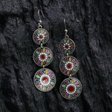 Lutaotie Vintage Geometric Patchwork Earrings