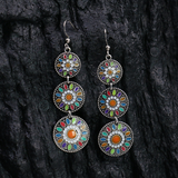 Lutaotie Vintage Geometric Patchwork Earrings