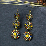 Lutaotie Vintage Geometric Patchwork Earrings