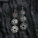 Lutaotie Vintage Geometric Patchwork Earrings