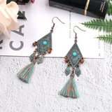 Lutaotie Bohemian Vintage Geometric Tassel Patchwork Earrings