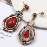 Lutaotie Bohemian Vintage Geometric Patchwork Earrings