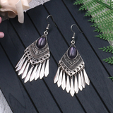 Lutaotie Bohemian Vintage Geometric Tassel Patchwork Earrings