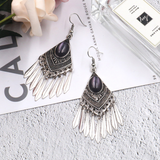 Lutaotie Bohemian Vintage Geometric Tassel Patchwork Earrings