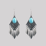 Lutaotie Bohemian Vintage Geometric Tassel Patchwork Earrings