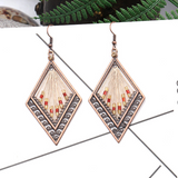 Lutaotie Vintage Geometric Patchwork Earrings