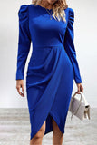 Lutaotie Elegant Solid Slit Asymmetrical O Neck Irregular Dress Dresses