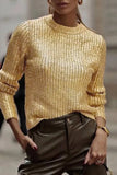 Lutaotie Elegant Solid Sequined O Neck Sweaters