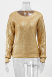 Lutaotie Elegant Solid Sequined O Neck Sweaters