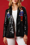 lutaotie Casual Solid Sequins Turn-back Collar Outerwear