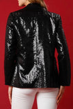 lutaotie Casual Solid Sequins Turn-back Collar Outerwear