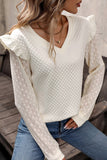 Lutaotie Elegant Solid Lace V Neck Tops