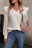 Lutaotie Elegant Solid Lace V Neck Tops