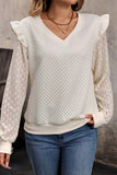 Lutaotie Elegant Solid Lace V Neck Tops