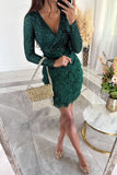 Lutaotie Sexy Solid Tassel Sequins V Neck Wrapped Skirt Dresses(4 Colors)