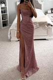 Lutaotie Sexy Solid High Opening Sequined Square Collar Evening Dress Dresses