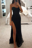 Lutaotie Sexy Solid High Opening Sequined Square Collar Evening Dress Dresses