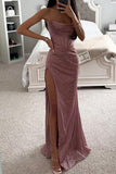 Lutaotie Sexy Solid High Opening Sequined Square Collar Evening Dress Dresses