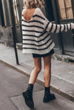 Lutaotie Street Striped Contrast O Neck Sweaters