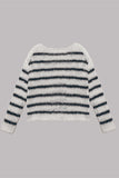 Lutaotie Street Striped Contrast O Neck Sweaters