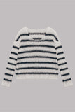 Lutaotie Street Striped Contrast O Neck Sweaters