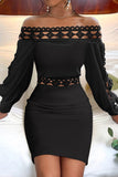 Lutaotie Sexy Solid Hollowed Out Off the Shoulder Wrapped Skirt Dresses