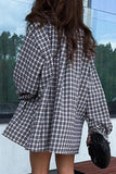 Lutaotie Casual Plaid Buttons Contrast Turndown Collar Tops