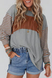 Lutaotie Casual Color Block Contrast O Neck Tops