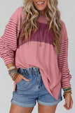 Lutaotie Casual Color Block Contrast O Neck Tops