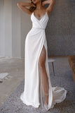 Lutaotie Sexy Elegant Solid Slit V Neck Evening Dress Dresses