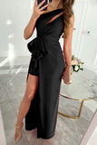 Lutaotie Celebrities Elegant Solid Fold Oblique Collar Evening Dress Dresses(5 Colors)