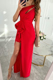 Lutaotie Celebrities Elegant Solid Fold Oblique Collar Evening Dress Dresses(5 Colors)