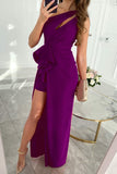 Lutaotie Celebrities Elegant Solid Fold Oblique Collar Evening Dress Dresses(5 Colors)