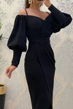 Lutaotie Sweet Elegant Solid Fold Off the Shoulder Irregular Dress Dresses