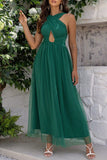 Lutaotie Sexy Formal Solid Hollowed Out Backless Halter Evening Dress Dresses