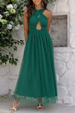 Lutaotie Sexy Formal Solid Hollowed Out Backless Halter Evening Dress Dresses