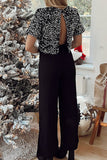 Lutaotie Casual Solid Sequins Sequined O Neck Loose Jumpsuits