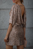 Lutaotie Casual Solid Sequins Backless O Neck A Line Dresses