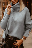 Lutaotie Casual Solid Buttons Turtleneck Sweaters(3 Colors)