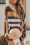 Lutaotie Casual Striped Contrast O Neck Tops