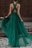 Lutaotie Sexy Formal Solid Hollowed Out Backless Halter Evening Dress Dresses