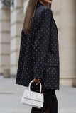 lutaotie British Style Polka Dot With Belt Turn-back Collar Outerwear