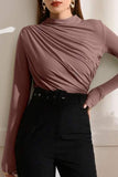 Lutaotie Casual Solid Fold Half A Turtleneck Tops