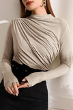 Lutaotie Casual Solid Fold Half A Turtleneck Tops